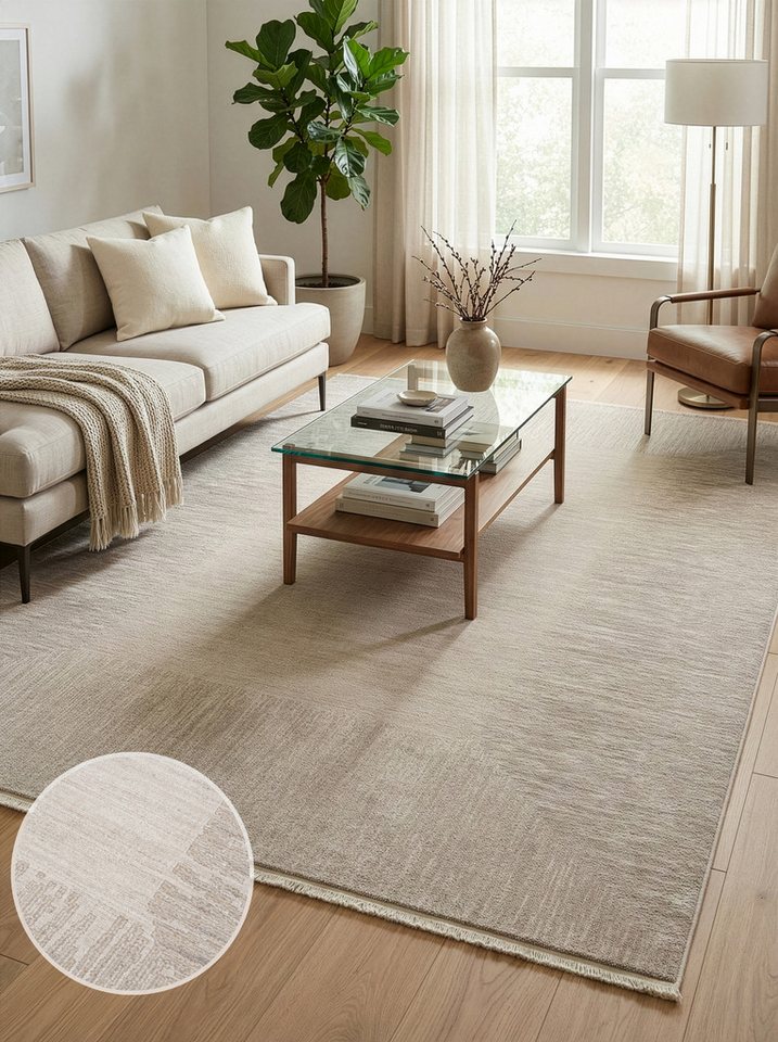 Calvin Klein home Teppich Passages, mit Fransen, Designerteppich, rechteckig, Höhe: 5 mm, Rahmen, meliert, Wohnzimmer, Schlafzimmer, Esszimmer Bild 5