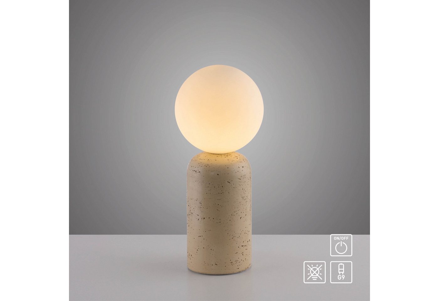 SCHÖNER WOHNEN-Kollektion LED Tischleuchte TRAVENTA, Ein-/Ausschalter, ohne Leuchtmittel, SCHÖNER WOHNEN Kollektion, Travertinoptik, Downlight