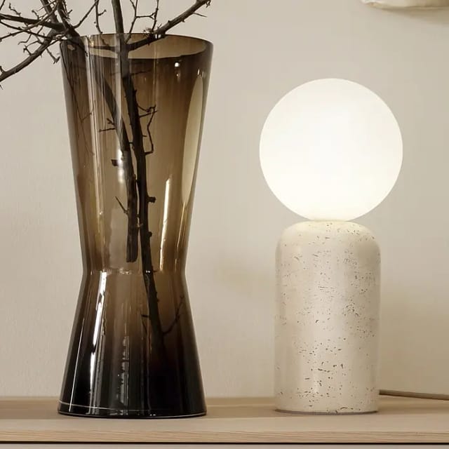 SCHÖNER WOHNEN-Kollektion LED Tischleuchte TRAVENTA, Ein-/Ausschalter, ohne Leuchtmittel, SCHÖNER WOHNEN Kollektion, Travertinoptik, Downlight