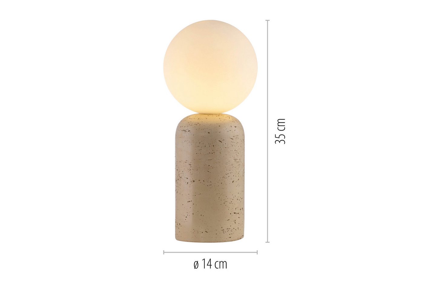 SCHÖNER WOHNEN-Kollektion LED Tischleuchte TRAVENTA, Ein-/Ausschalter, ohne Leuchtmittel, SCHÖNER WOHNEN Kollektion, Travertinoptik, Downlight Bild 2
