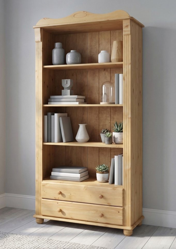 OTTO home Bücherregal Adele, Standregal, Regal, aus massiver Kiefer, Breite 92 cm, mit 2 Schubladen, FSC® Bild 4