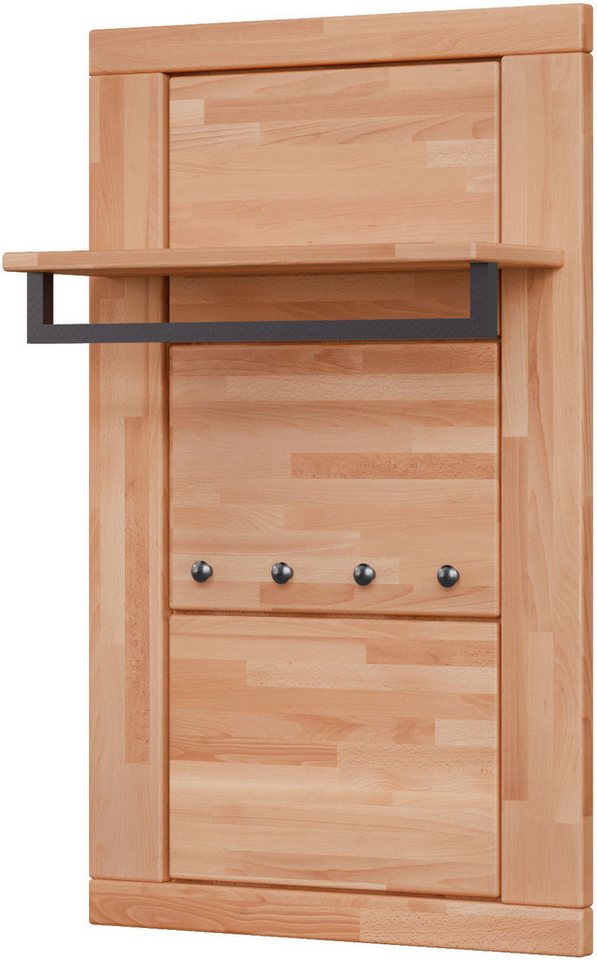 Home affaire Garderobenpaneel VETRO 4 Kleiderhaken & 1 Kleiderstange,Stillvoll,praktisch, Flur,Diele, B/T/H: 60/20/95,7cm Massivholz Garderobenpaneel,Flurgarderobe,1Ablage