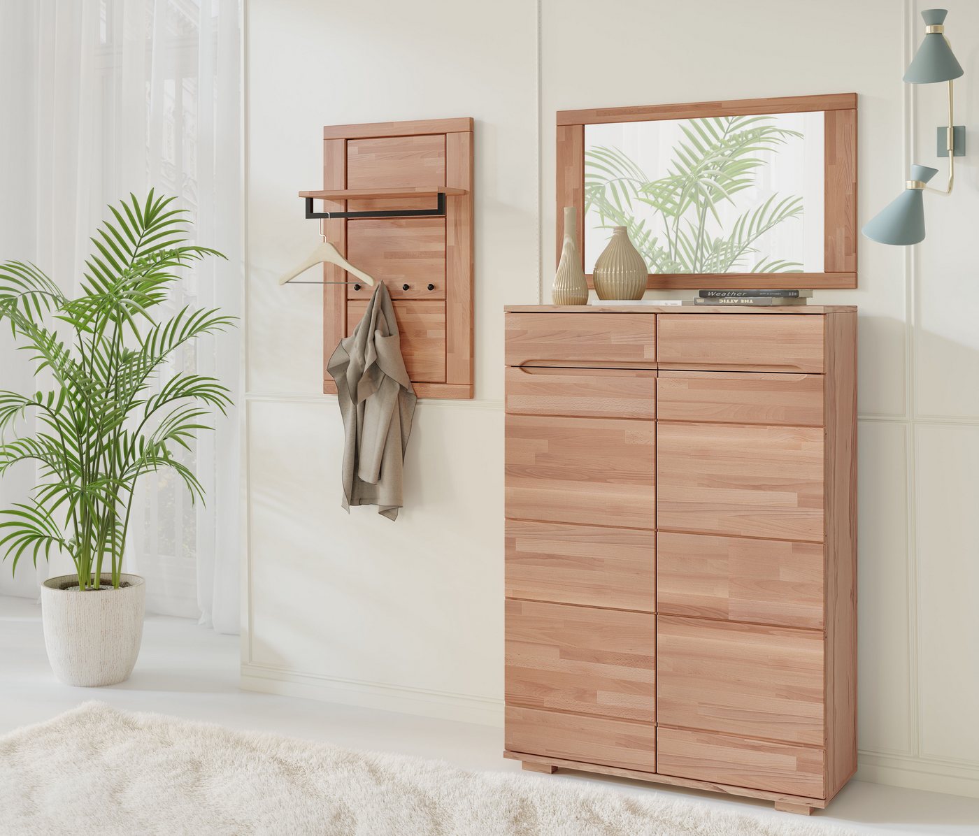 Home affaire Garderobenpaneel VETRO 4 Kleiderhaken & 1 Kleiderstange,Stillvoll,praktisch, Flur,Diele, B/T/H: 60/20/95,7cm Massivholz Garderobenpaneel,Flurgarderobe,1Ablage Bild 4