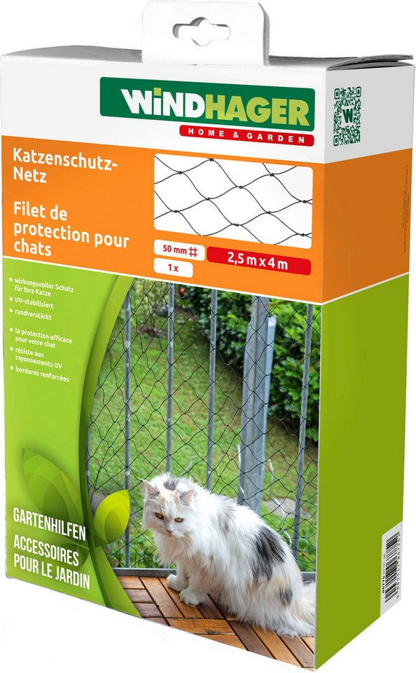Windhager Schutznetz für Katzen, Katzennetz für Balkon, Fenster, Verandas, BxL: 4x2,5 m, (1-St), Maschenweite 50 mm, HDPE Netzgewebe, 2,5 x 4 m, schwarz Bild 2