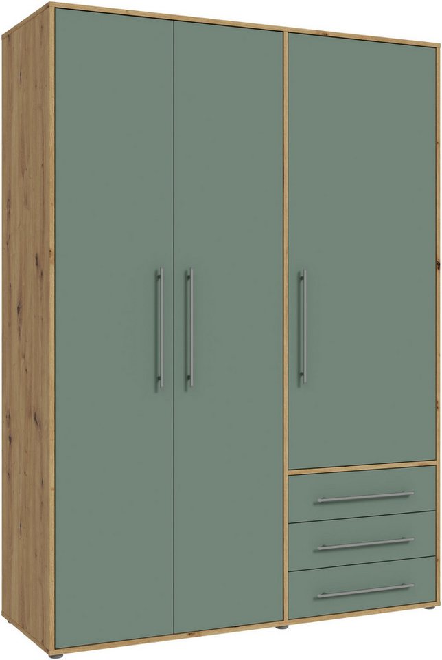 FORTE Drehtürenschrank Kleiderschrank,zeitloses Design,3 türig viel Stauraum, Schubladen, Stangengriffe, Made in Europe Bild 2