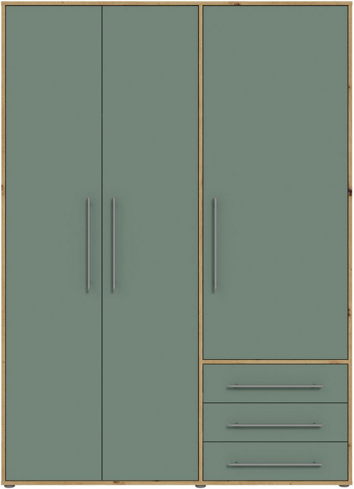 FORTE Drehtürenschrank Kleiderschrank,zeitloses Design,3 türig viel Stauraum, Schubladen, Stangengriffe, Made in Europe Bild 5