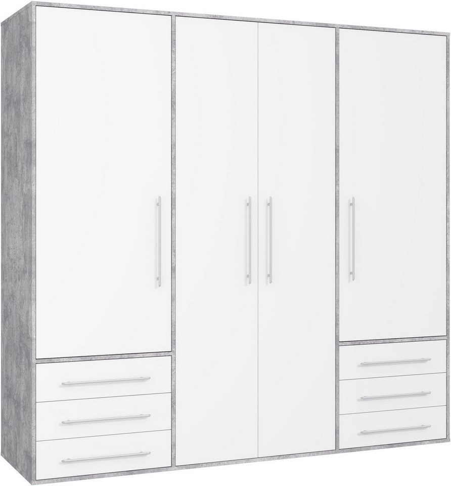 FORTE Drehtürenschrank Mokkaro, Kleiderschrank,zeitloses Design, 4 türig viel Stauraum, Schubladen, Stangengriffe, Made in Europe Bild 2