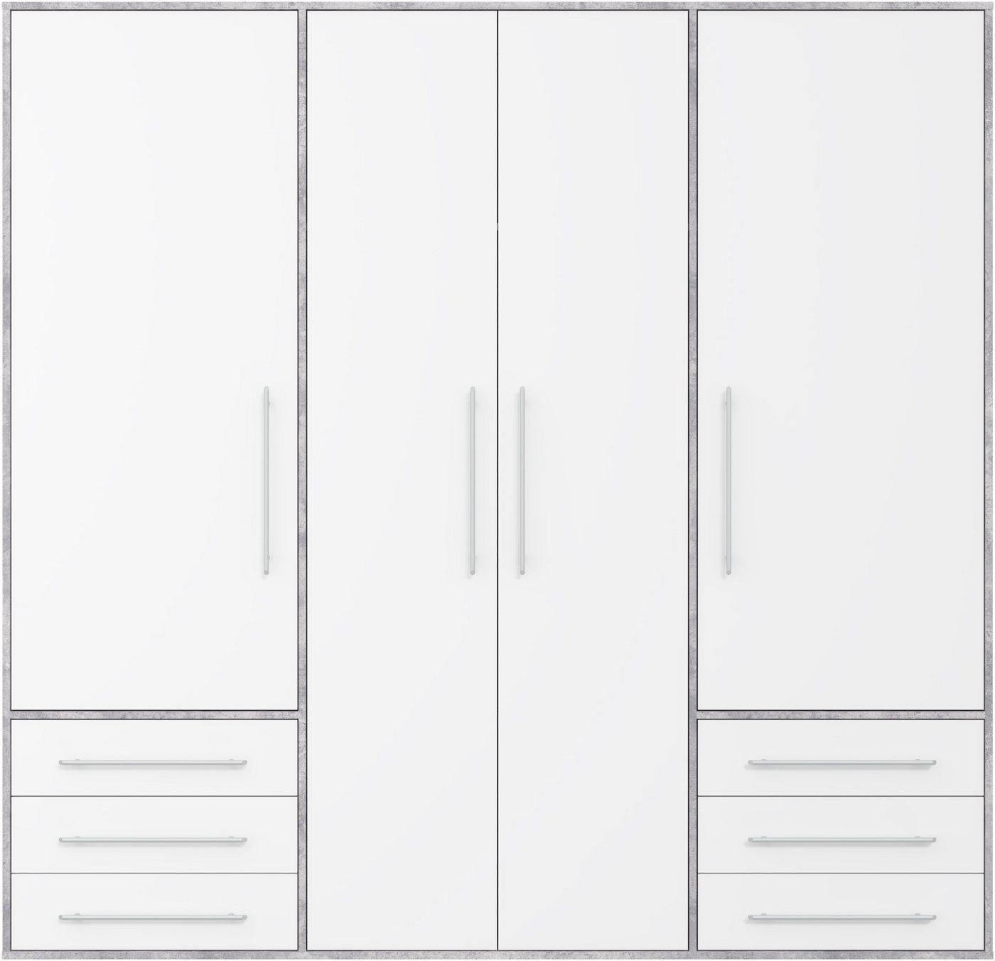 FORTE Drehtürenschrank Mokkaro, Kleiderschrank,zeitloses Design, 4 türig viel Stauraum, Schubladen, Stangengriffe, Made in Europe Bild 3