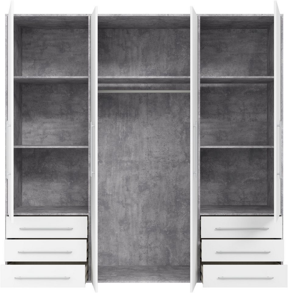 FORTE Drehtürenschrank Mokkaro, Kleiderschrank,zeitloses Design, 4 türig viel Stauraum, Schubladen, Stangengriffe, Made in Europe Bild 5