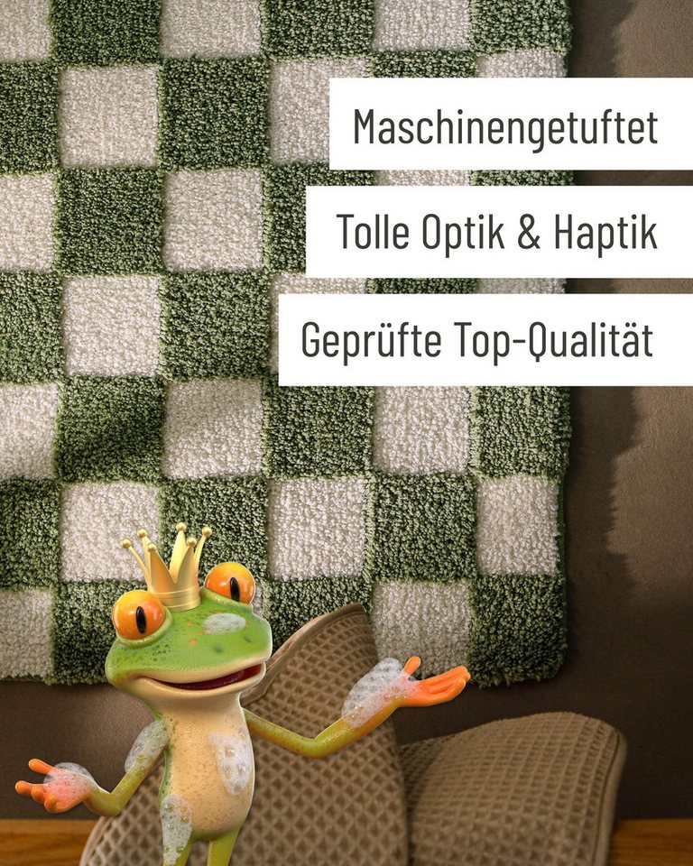 Wecon home Badematte Bobbi, Höhe 25 mm, rutschhemmend beschichtet, schnell trocknend, Polyester, rechteckig, Badteppich, Schachbrett-Design, weich, rutschhemmend, waschbar Bild 5