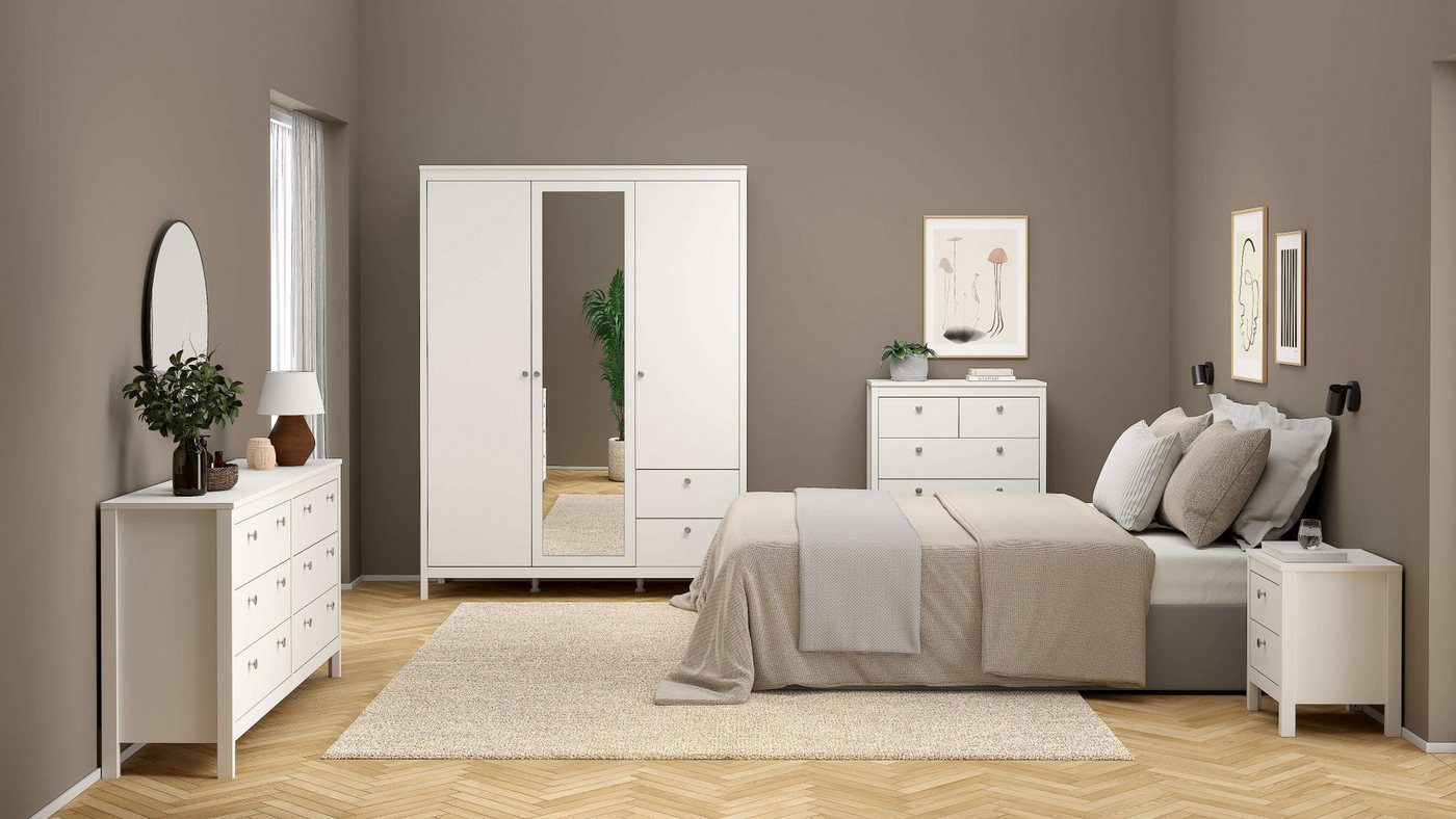 Home affaire Drehtürenschrank Madrid, Schrank, Kleiderschrank Skandinavisches Design, Wahlweise Leder- oder Metallgriffe, Spiegel