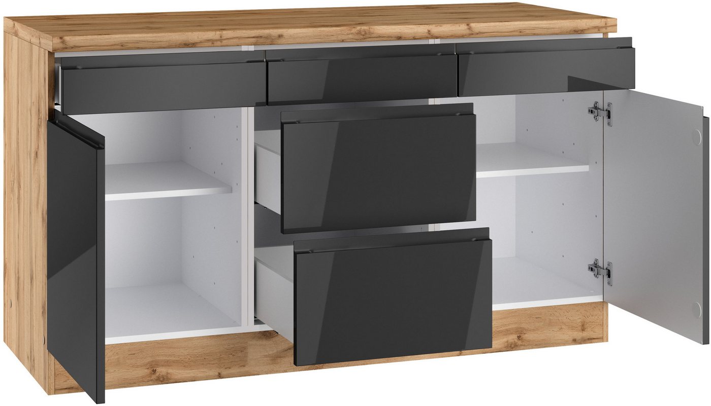 KOCHSTATION Unterschrank KS-Virginia,neu in verbesserter Ausführung Breite 150 cm, 2 Türen, 3 Schubkästen, 2 Auszüge Bild 2