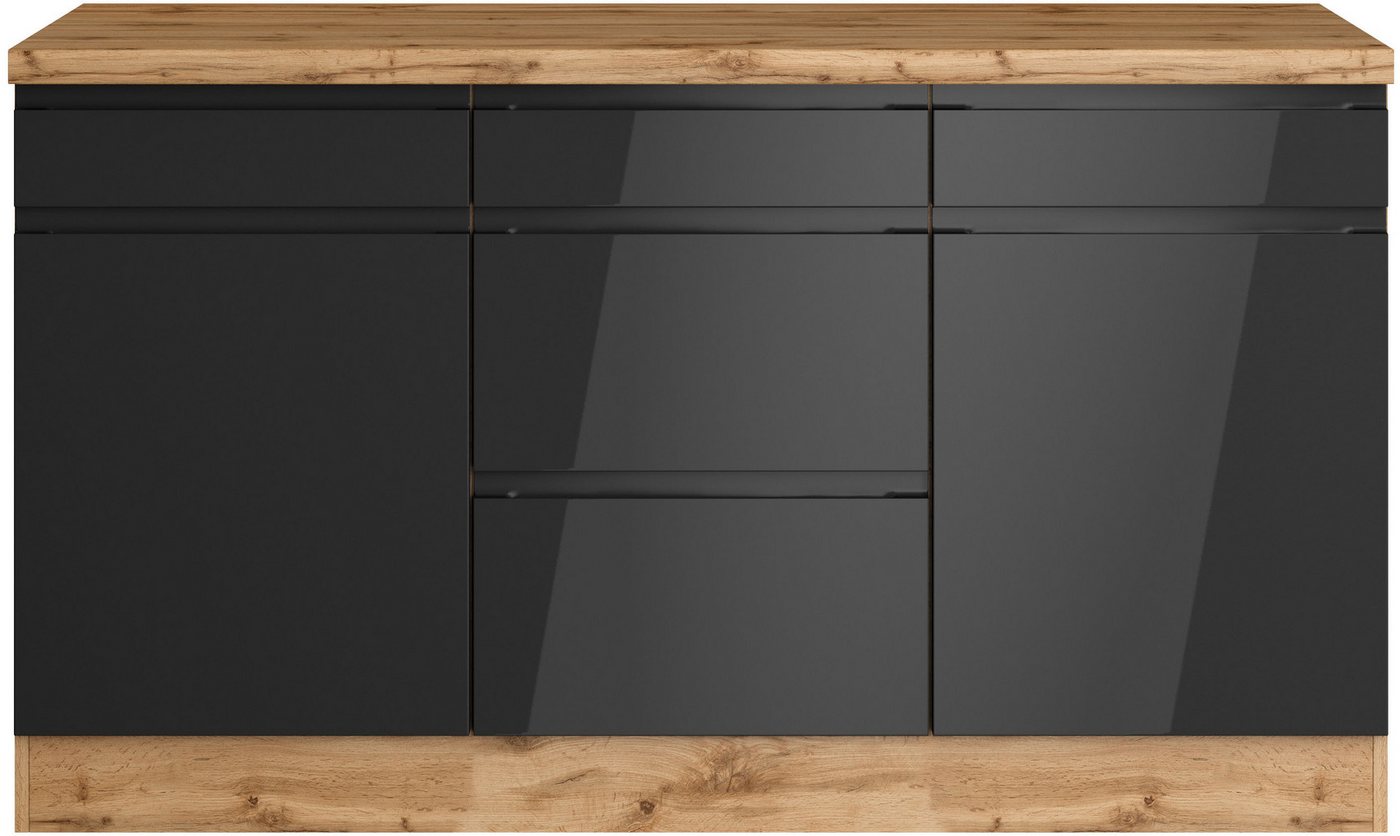 KOCHSTATION Unterschrank KS-Virginia,neu in verbesserter Ausführung Breite 150 cm, 2 Türen, 3 Schubkästen, 2 Auszüge Bild 4
