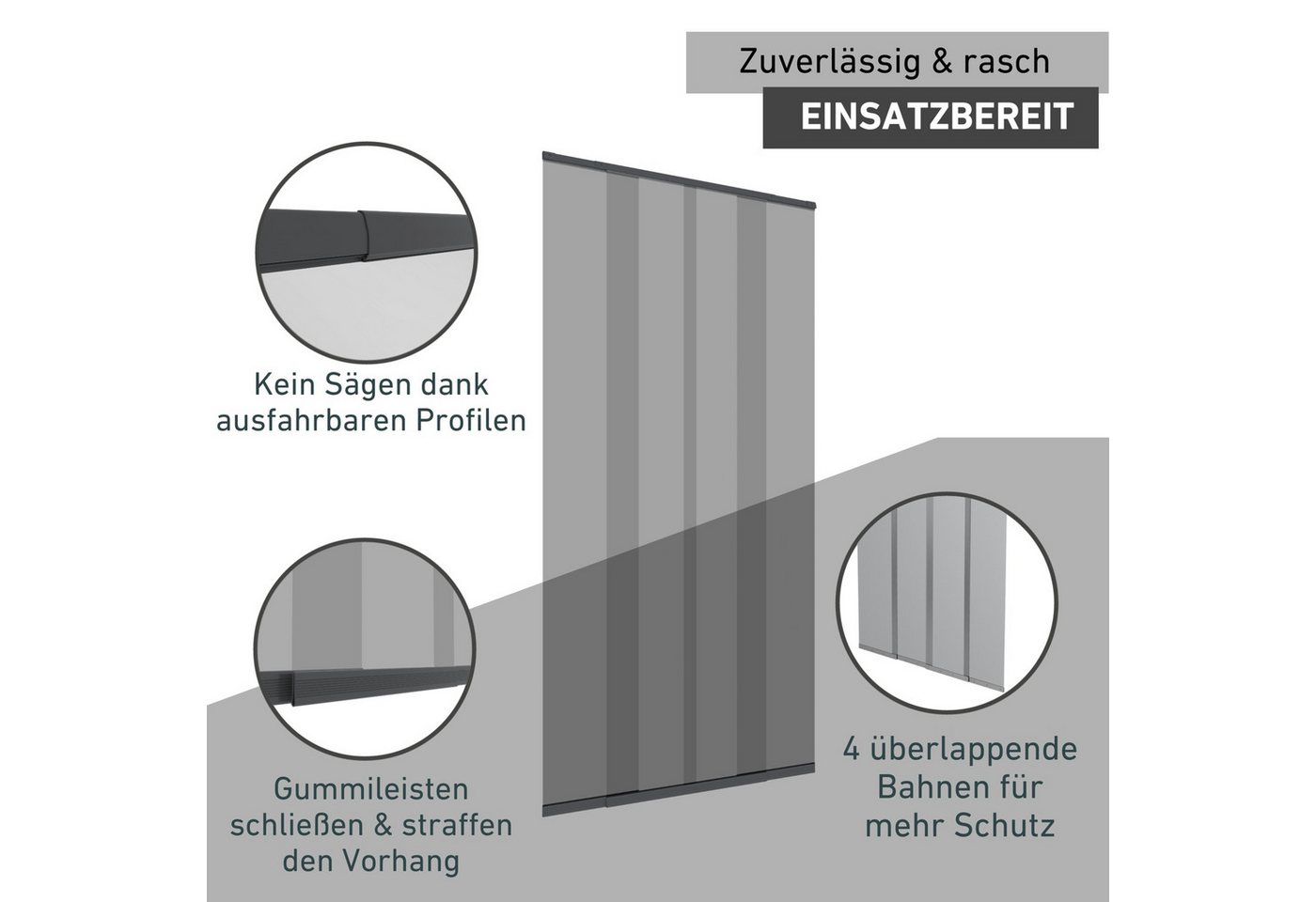 Windhager Insektenschutz-Vorhang aus Fiberglasgewebe, Lamellenvorhang, individuell kürzbar, ohne bohren, Fliegengitter-Vorhang Magnet, Gewebe 120 x 250 cm, anthrazit Bild 3