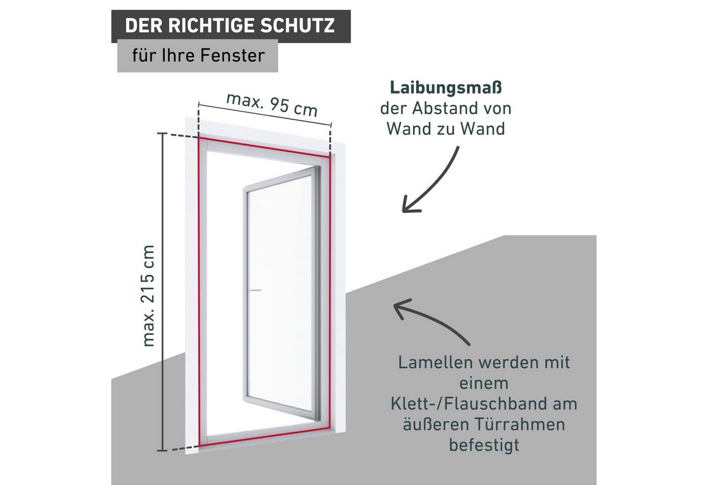 Windhager Insektenschutz-Vorhang RHINO IS, Türvorhang mit Magnetverschluss für Balkon- und Terrassetür, Fliegengitter-Vorhang Magnet, Gewebe 95 x 215 cm, anthrazit