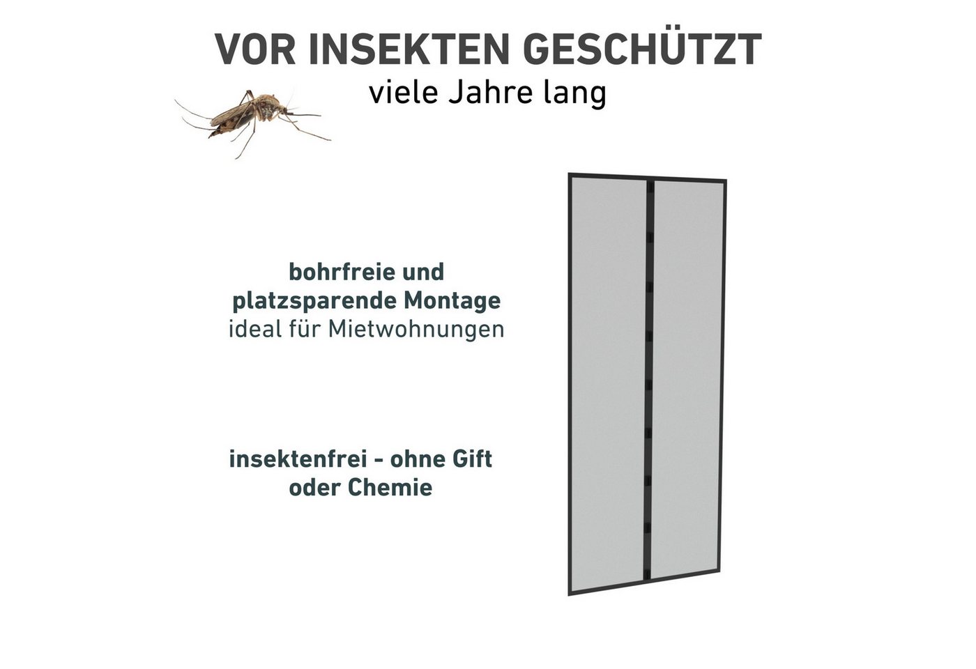 Windhager Insektenschutz-Vorhang RHINO IS, Türvorhang mit Magnetverschluss für Balkon- und Terrassetür, Fliegengitter-Vorhang Magnet, Gewebe 95 x 215 cm, anthrazit Bild 2