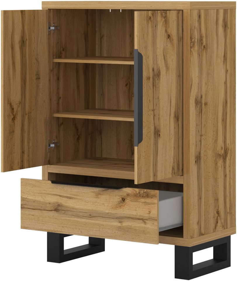 Home affaire Drehtürenschrank Bronne,Breite 89,5 cm, Mehrzweckschrank, Universalschrank, Garderobe Kleiderschrank, 1 Schublade, Metallgriffe, Garderobe Bild 2