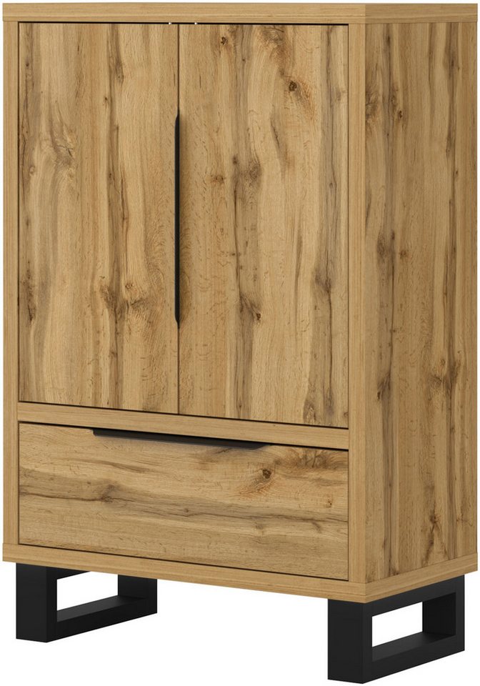 Home affaire Drehtürenschrank Bronne,Breite 89,5 cm, Mehrzweckschrank, Universalschrank, Garderobe Kleiderschrank, 1 Schublade, Metallgriffe, Garderobe Bild 4