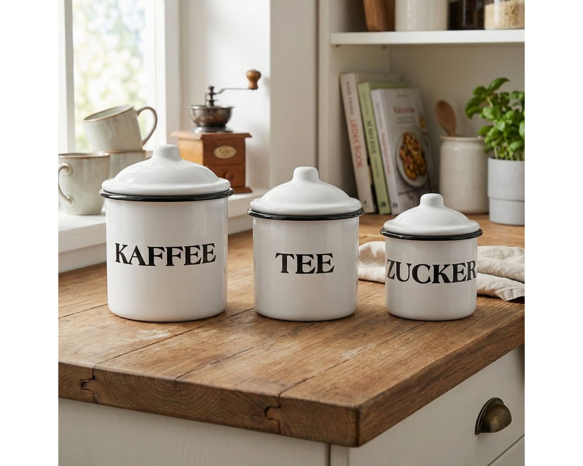 Ambiente Haus Küchenorganizer-Set Emailliert - Tee, Kaffee, Zucker, (Set, 3-tlg)