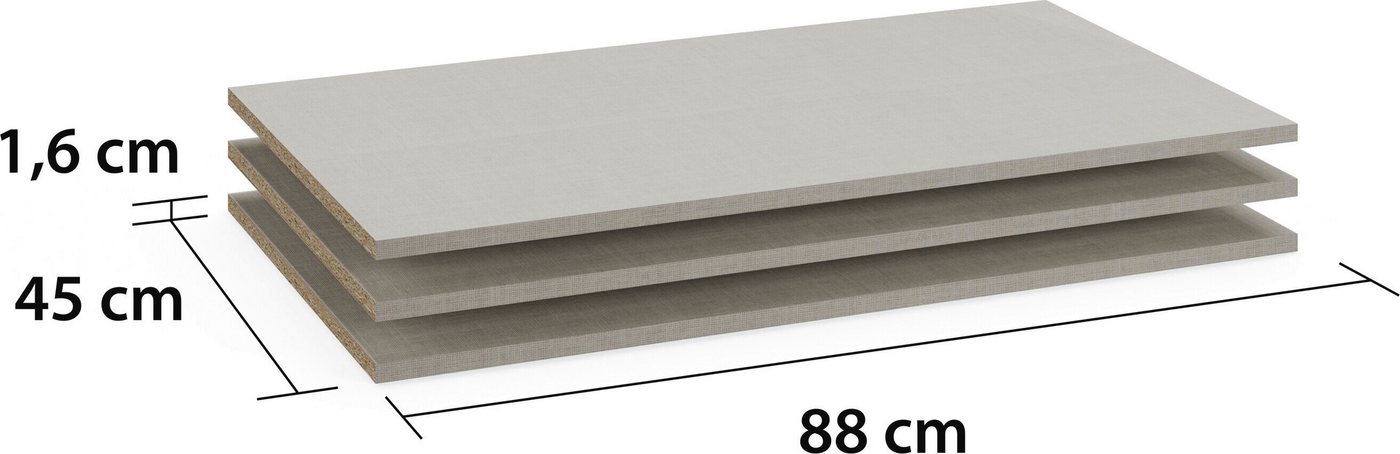 rauch Einlegeboden Zubehör für Rauch-Schränke Garderobe Kleiderschrank Schrank (inklusive Befestigungselemente), 3er-Set Breite 43 cm, Tiefe 45 cm MADE IN GERMANY Bild 2