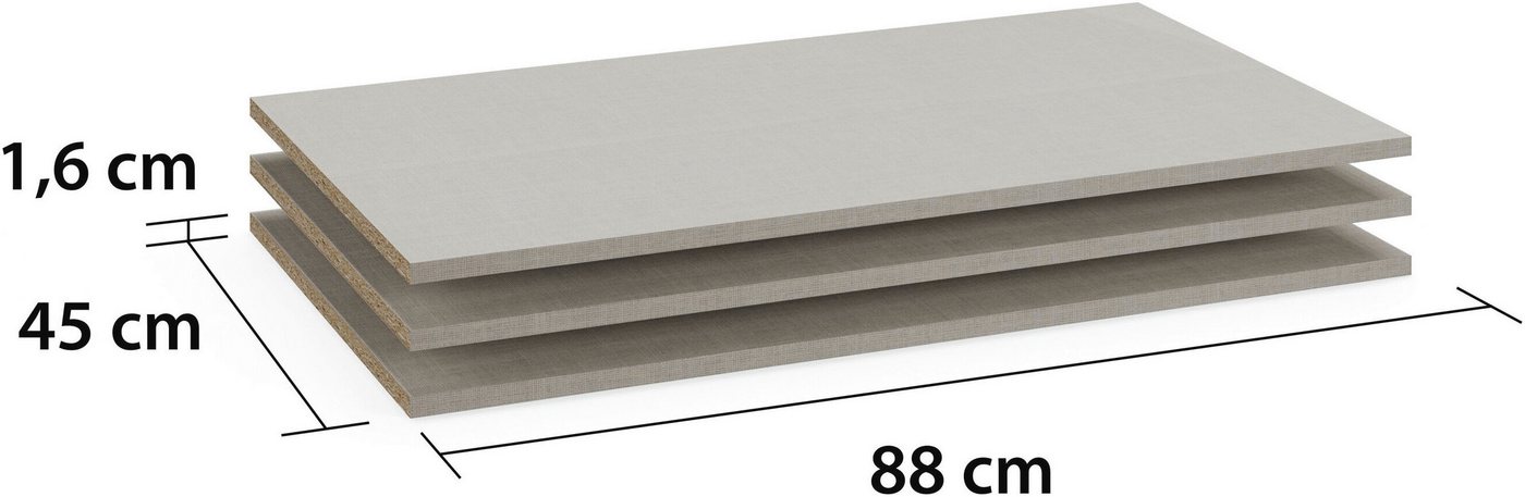 rauch Einlegeboden Zubehör für Rauch-Schränke Garderobe Kleiderschrank Schrank (inklusive Befestigungselemente), 3er-Set Breite 43 cm, Tiefe 45 cm MADE IN GERMANY Bild 4