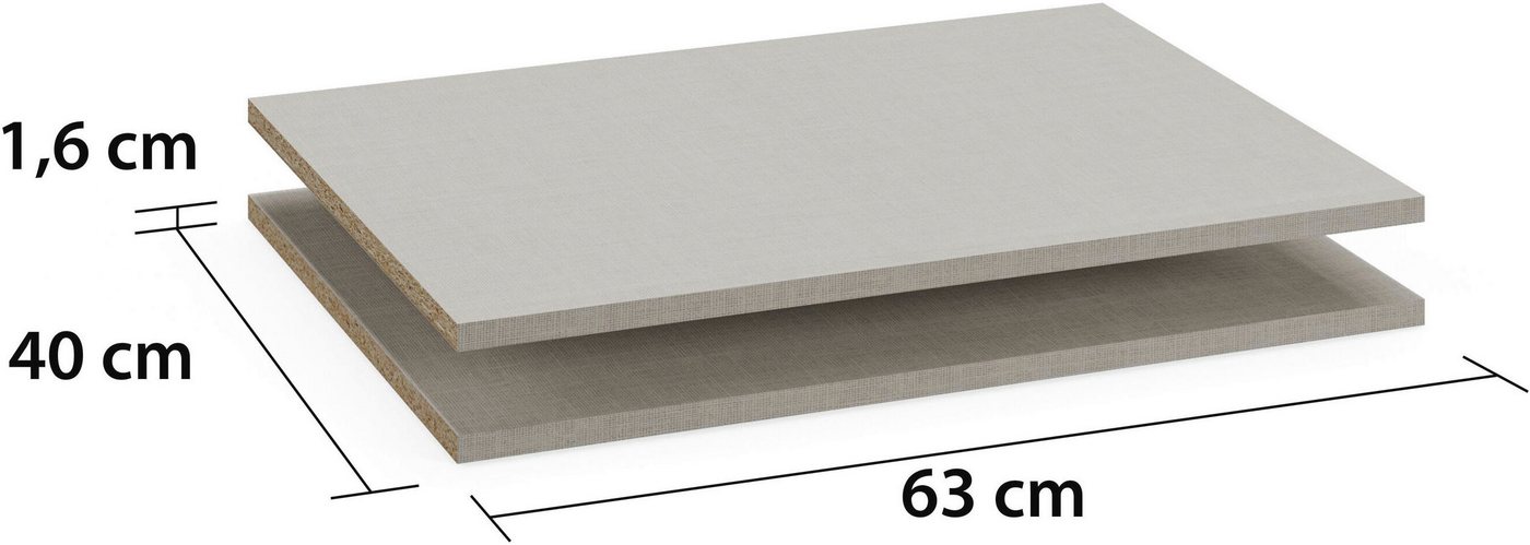 rauch Einlegeboden Zubehör für Rauch-Schränke Garderobe Kleiderschrank Schrank (inklusive Befestigungselemente), 2er-Set Breite 63 cm, Tiefe 40 cm MADE IN GERMANY Bild 5