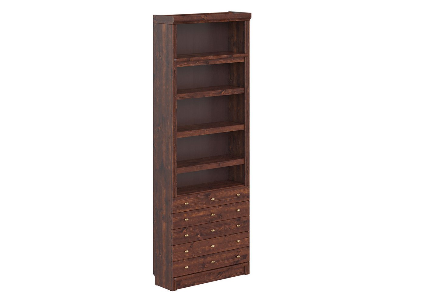 Home affaire Bücherregal Soeren Regal mit 5 breiten Schubkästen in geteilter Optik, T/H: 80/29/220 cm, Kiefer FSC®-zertifiziert, elegante Metallgriffe Bild 3