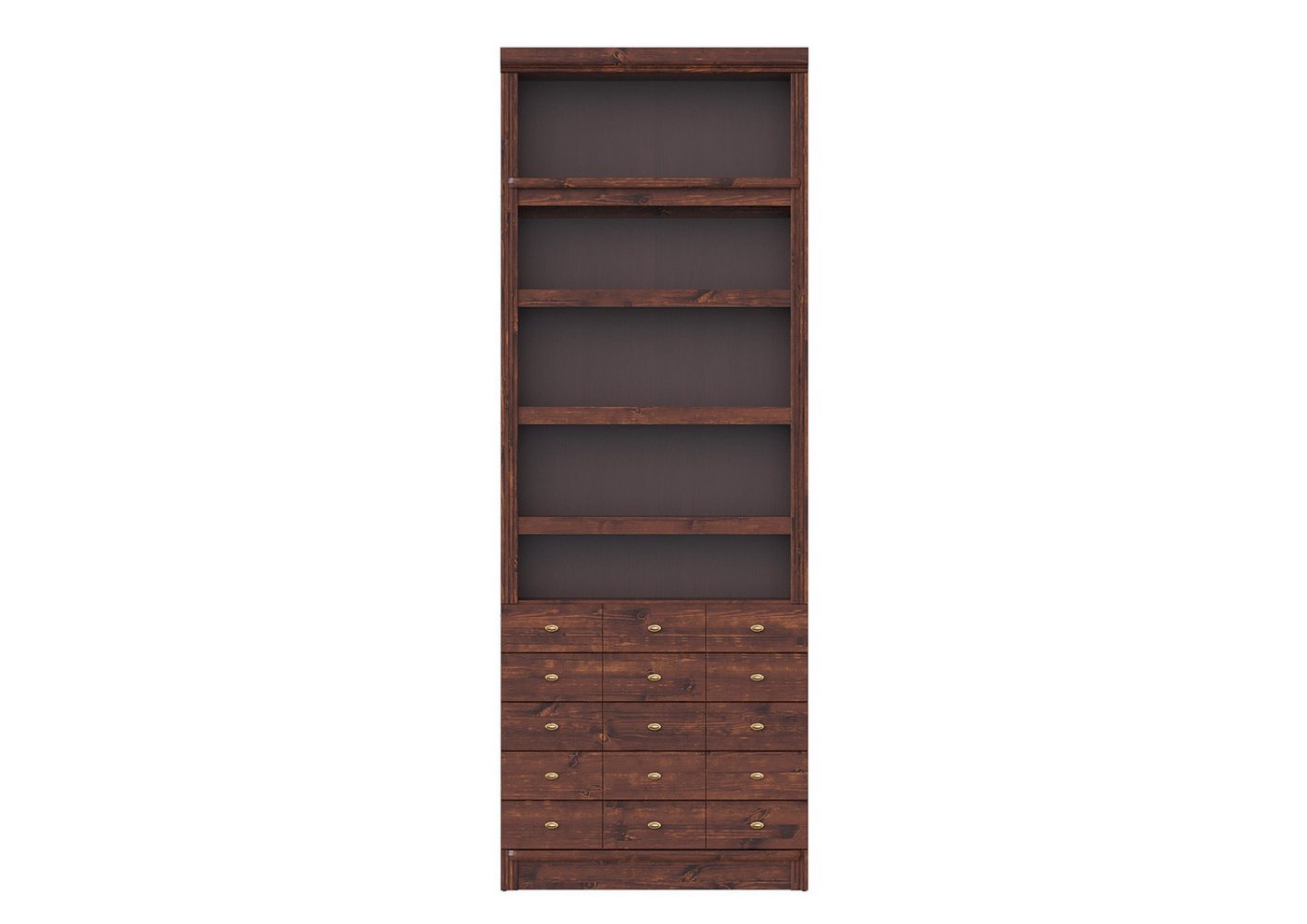 Home affaire Bücherregal Soeren Regal mit 5 breiten Schubkästen in geteilter Optik, T/H: 80/29/220 cm, Kiefer FSC®-zertifiziert, elegante Metallgriffe Bild 5
