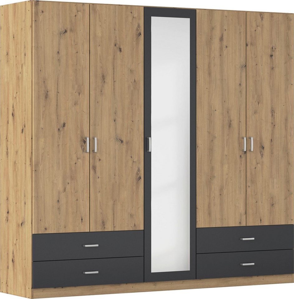 rauch Drehtürenschrank Kleiderschrank Schrank Garderobe Wäscheschrank BORBONA (Breiten 226/271 cm, Höhe 210 cm) in 2 Breiten, mit Spiegel und vielen Farbkombinationen MADE IN GERMANY