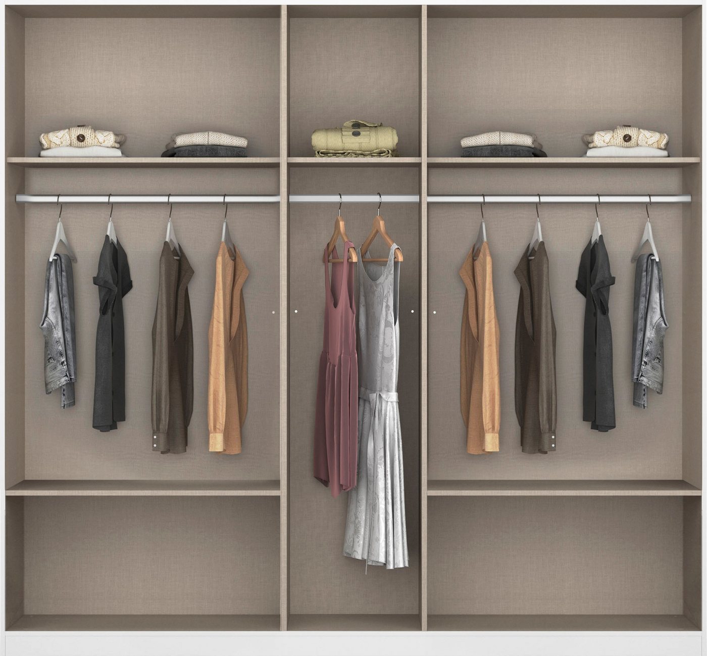 rauch Drehtürenschrank Kleiderschrank Schrank Garderobe Wäscheschrank BORBONA (Breiten 226/271 cm, Höhe 210 cm) in 2 Breiten, mit Spiegel und vielen Farbkombinationen MADE IN GERMANY Bild 2