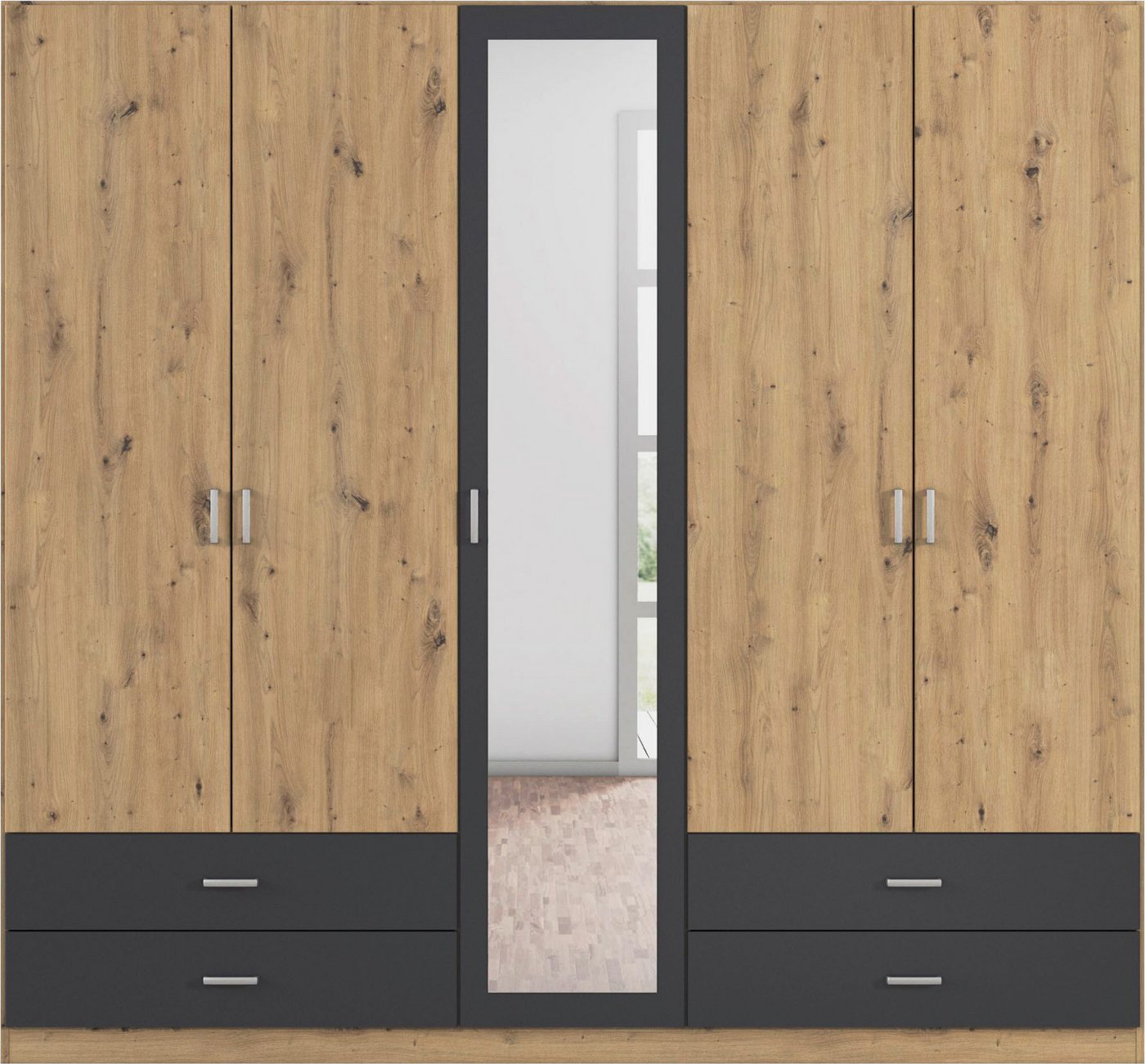 rauch Drehtürenschrank Kleiderschrank Schrank Garderobe Wäscheschrank BORBONA (Breiten 226/271 cm, Höhe 210 cm) in 2 Breiten, mit Spiegel und vielen Farbkombinationen MADE IN GERMANY Bild 5