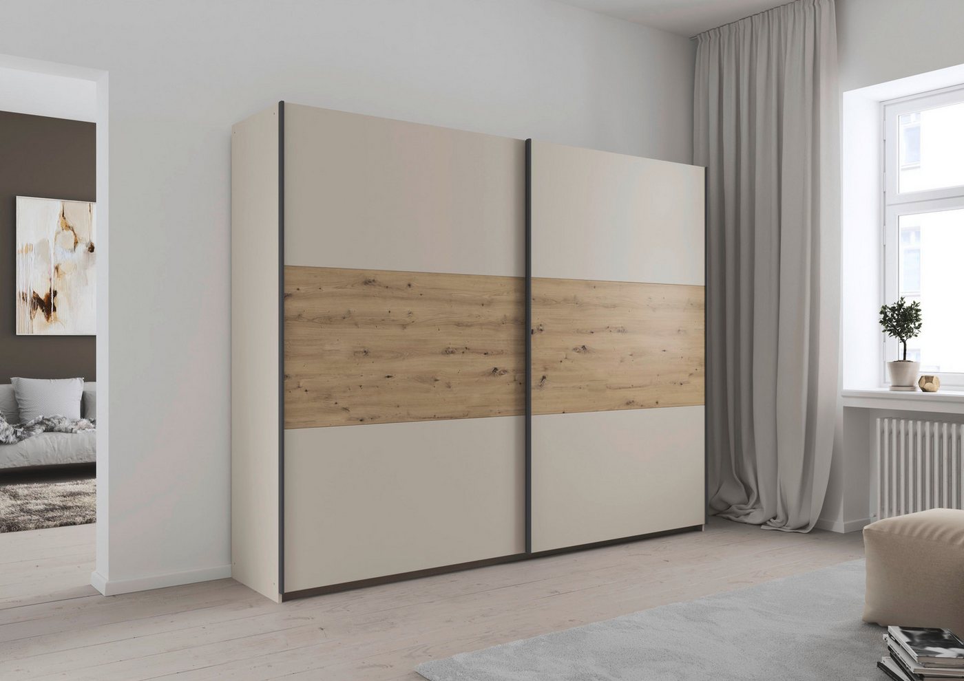 rauch Schwebetürenschrank Kleiderschrank Schrank Garderobe Schlafzimmerschrank SAJO in 2 Breiten (218, 261 cm) optional mit Spiegel MADE IN GERMANY Bild 5