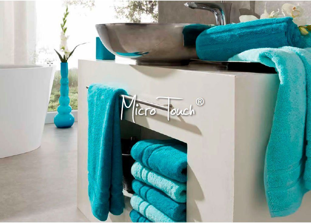 Egeria Badetuch Micro Touch, Walkfrottee (1-St), Uni Programm mit Streifenbordüre, extrem saugfähig, reine Baumwolle