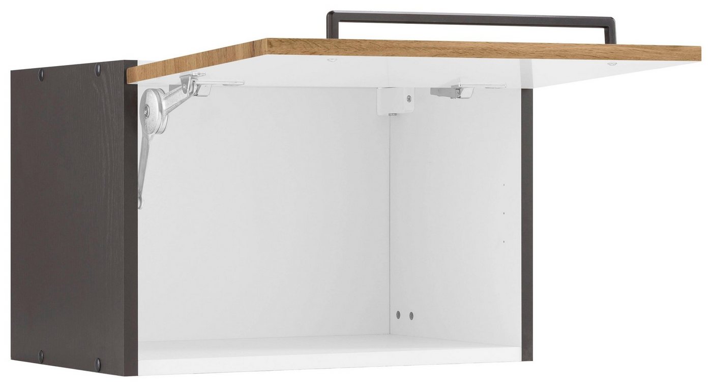 KOCHSTATION Klapphängeschrank KS-Tulsa 50 cm breit, mit 1 Klappe, schwarzer Metallgriff, MDF Front Bild 4