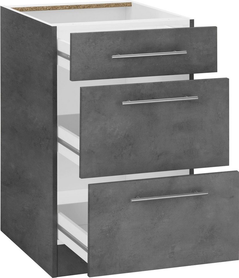 wiho Küchen Unterschrank Cali 50 cm breit, mit 2 großen Auszügen ohne Arbeitsplatte Bild 3