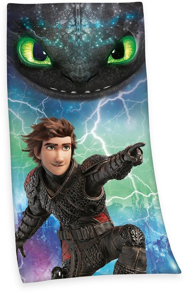 Badetuch Dragons 3, Velours (1-St), mit Drachenmotiv