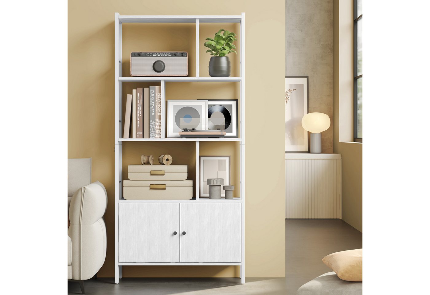VASAGLE Bücherregal geräumiger Bücherschrank mit 4 offenen Ebenen, freistehendes Regal mit Stahlgestell für Wohnzimmer, Küche und Büro Bild 4
