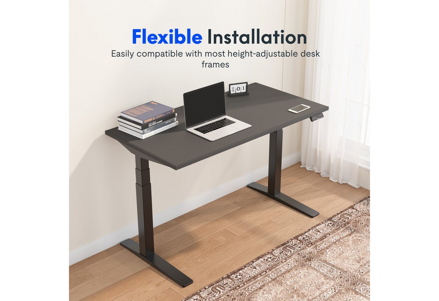 FLEXISPOT Tischplatte Premium-Series DIY Tischplatte, MDF/Rubberwood/Eiche (Holzwerkstoff, Farbe auswählbar, Groß auswählbar, Stabile Tischplatte), DIY Schreibtischplatte Bürotischplatte, Made in EU, 140x80cm Bild 2