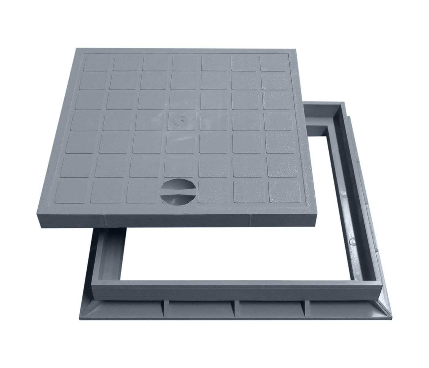 Marley Deutschland GmbH Erdschacht Schachtdeckel Kunststoff mit Rahmen 300x300mm, 30x30x4 cm, 2-St., stabil, begehbar, laugen- und säurebeständig Bild 2