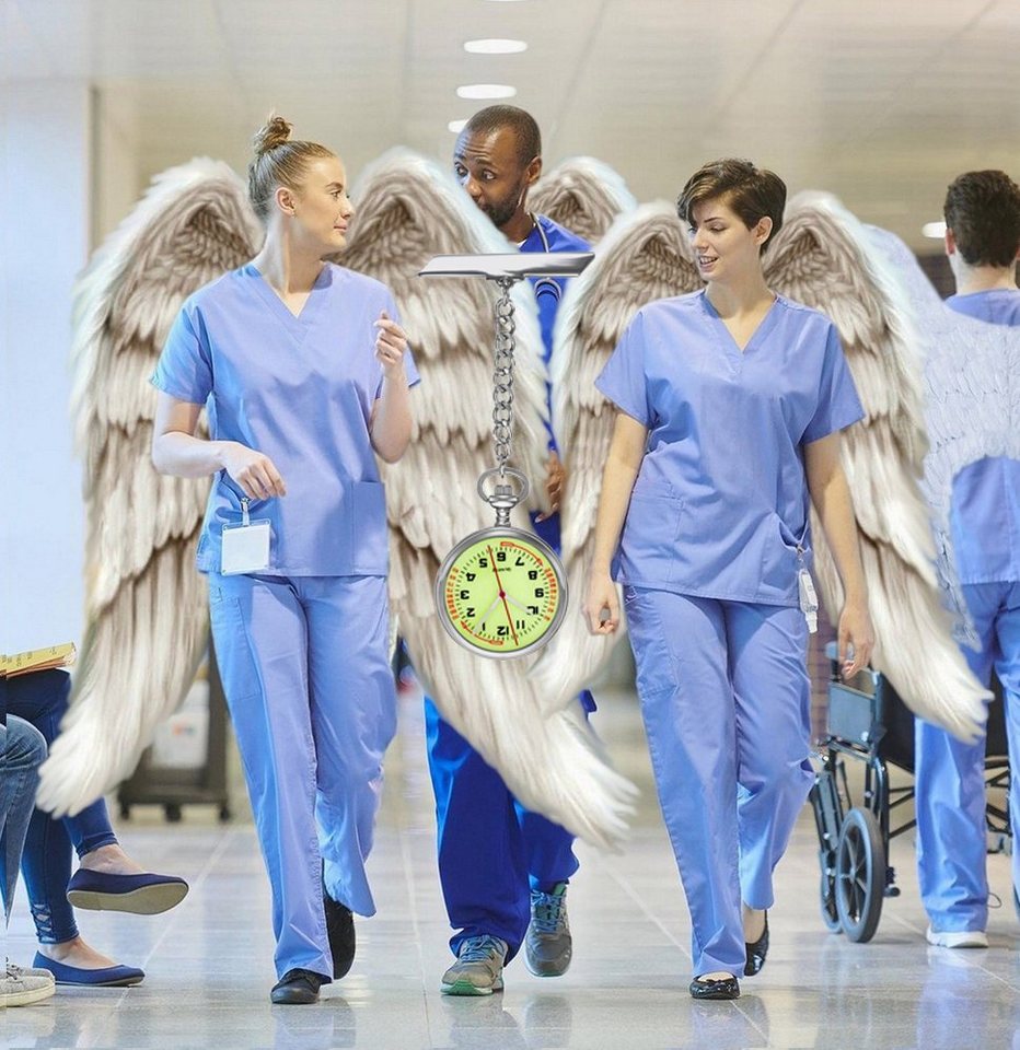 Pacific Time Krankenpflegeuhr Damen Schwesternuhr mit Anstecknadel nachtleuchtendes Ziffernblatt, Gratis Versand Bild 4