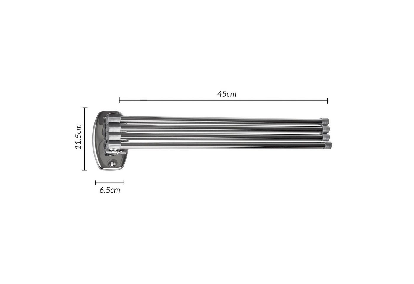 ABJ Handtuchhalter, Arme mit 45 cm Länge [Varianten mit 3 o. 4 Armen] um 180 Grad drehbar Bild 4