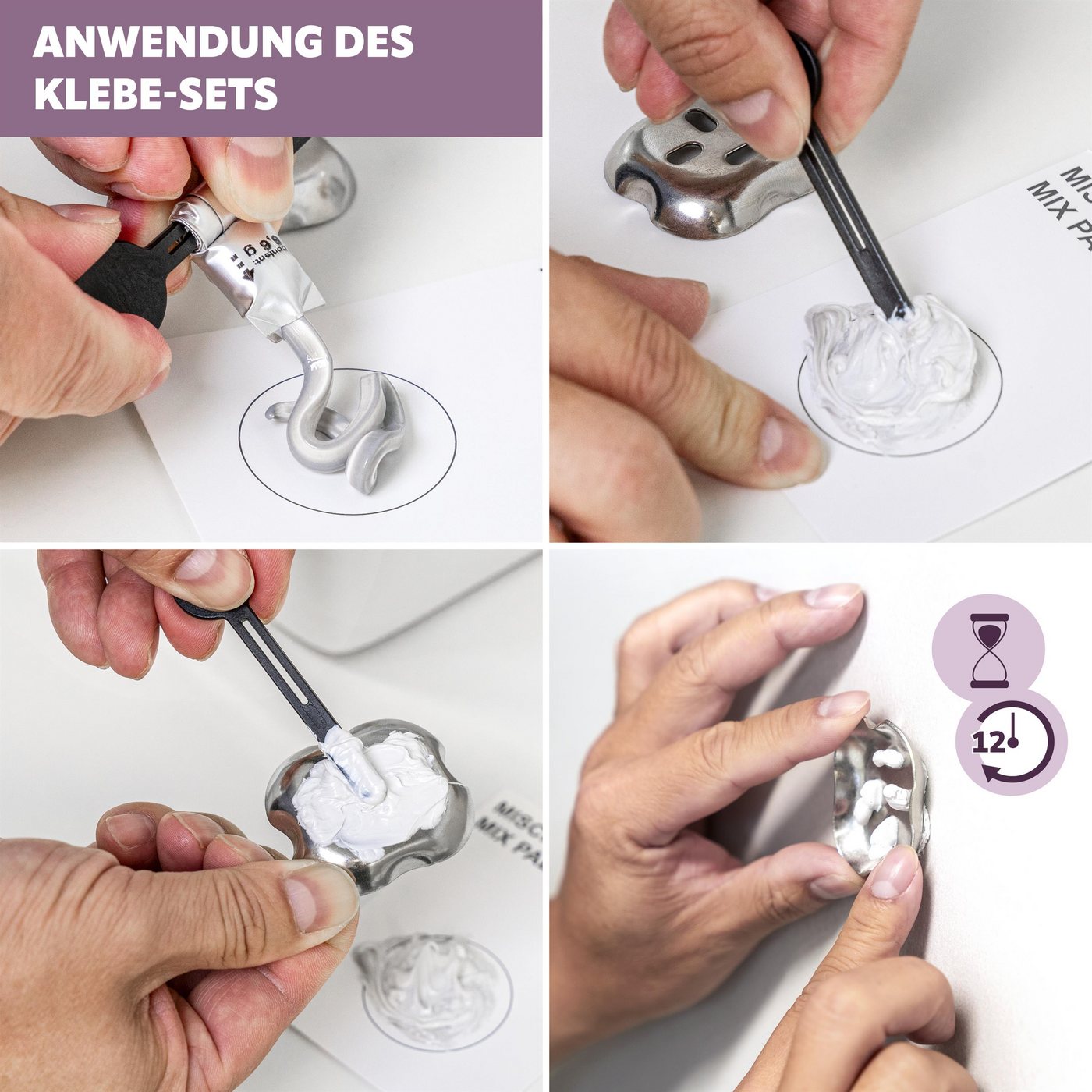 bremermann Handtuchhaken Bad-Serie PIAZZA - Handtuchhaken 2er-Set aus Edelstahl inkl. Klebeset, Badezimmer, Küche, (Set, 2-St), Edelstahl, matt Bild 2