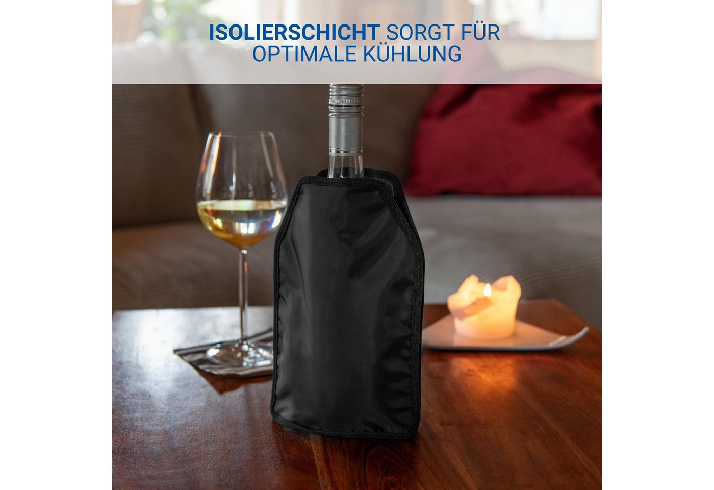 elasto Kühlakku 4er Set Kühlmanschette STYLE Flaschenkühler für Wein, Sekt und Bier