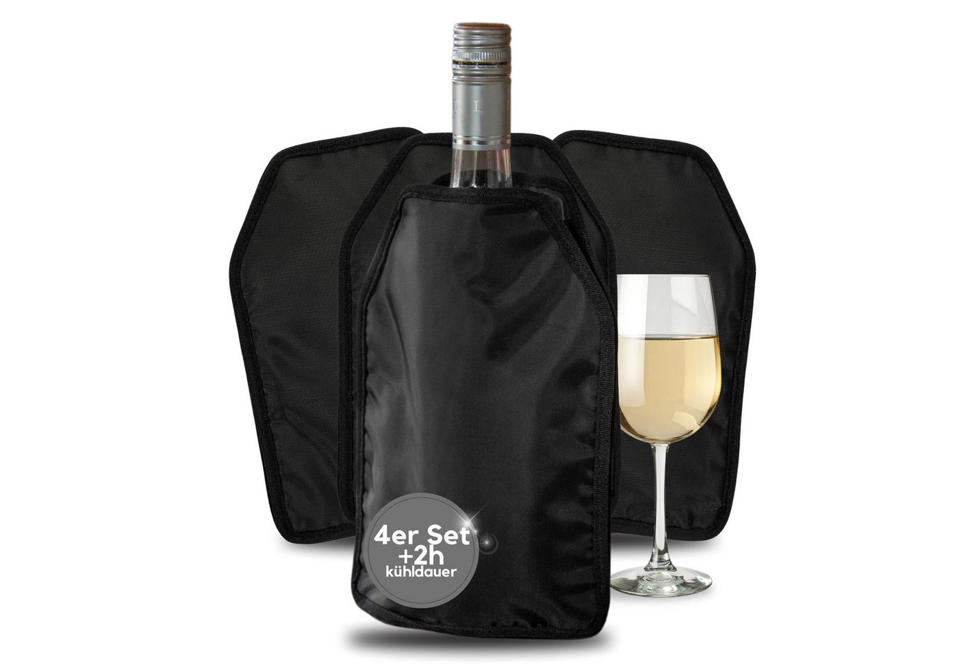 elasto Kühlakku 4er Set Kühlmanschette STYLE Flaschenkühler für Wein, Sekt und Bier Bild 4