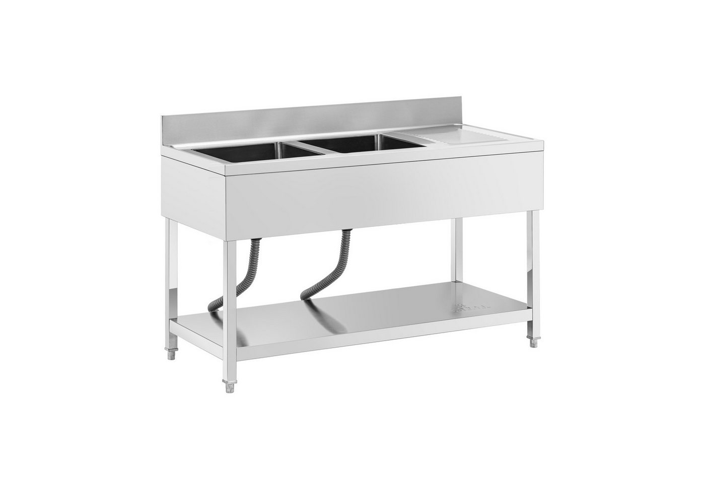 Royal Catering Edelstahlspüle Spültisch 140 x 60 cm 2 Becken je 40x40x25cm Aufkantung Ablage Gastro, 60/140 cm, verschiedene Größen Bild 4