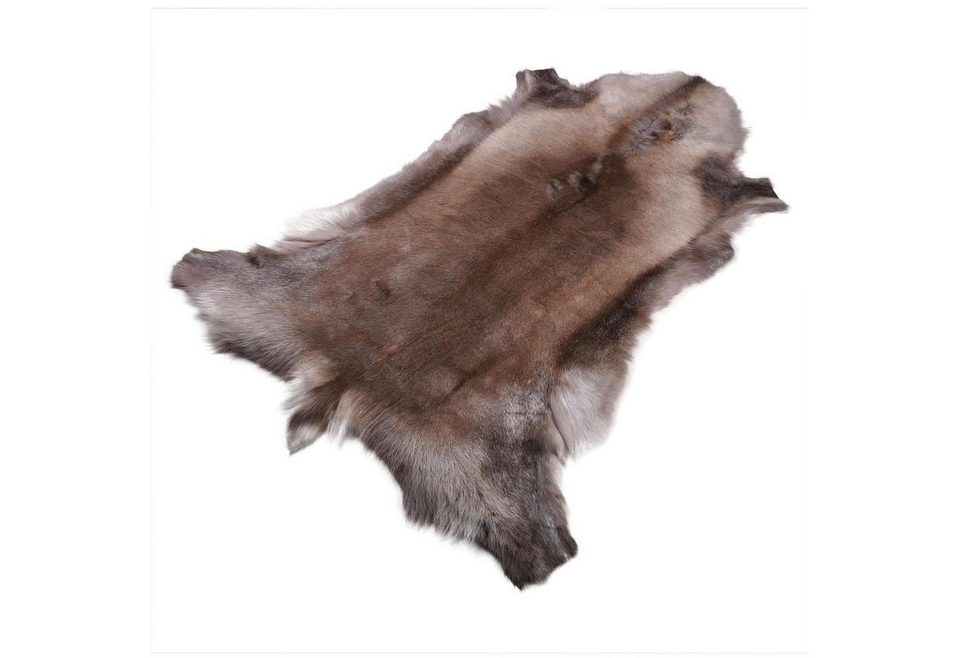 Livorio Fellteppich Rentierfell, dunkel, Größe XL, Länge: 140-145 cm, original aus Skandinavien, Premium Qualität