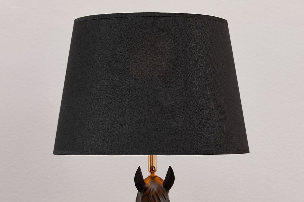 riess-ambiente Tischleuchte BLACK BEAUTY 75cm schwarz gold · Tischleuchte mit Pferde-Kopf, keine besonderen Funktionen, ohne Leuchtmittel, Skulptur · Dekoration · mit Lampenschirm · Wohnzimmer · Design