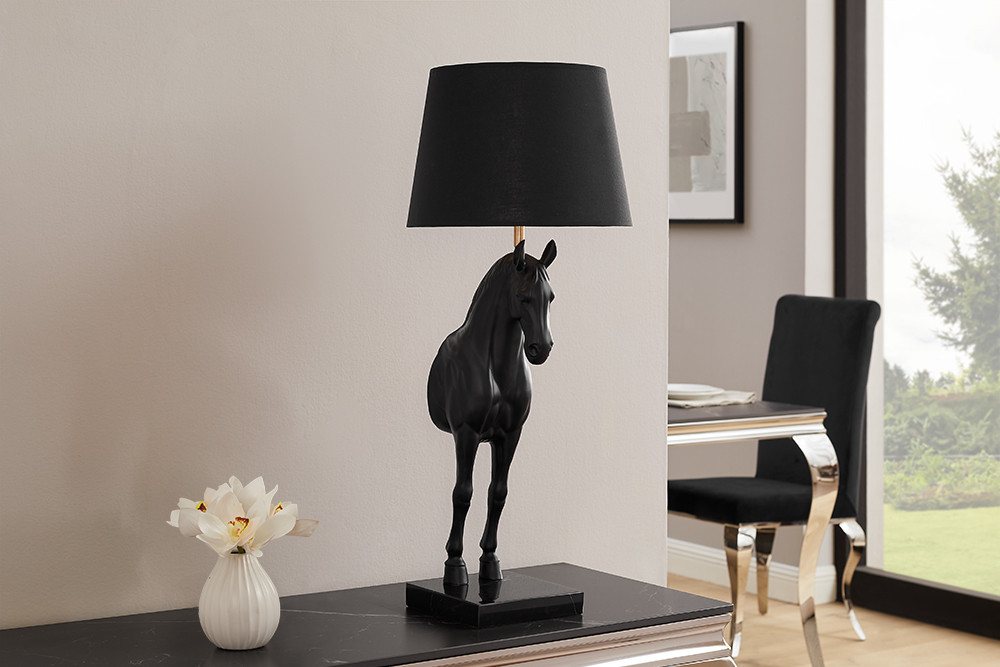 riess-ambiente Tischleuchte BLACK BEAUTY 75cm schwarz gold · Tischleuchte mit Pferde-Kopf, keine besonderen Funktionen, ohne Leuchtmittel, Skulptur · Dekoration · mit Lampenschirm · Wohnzimmer · Design Bild 2