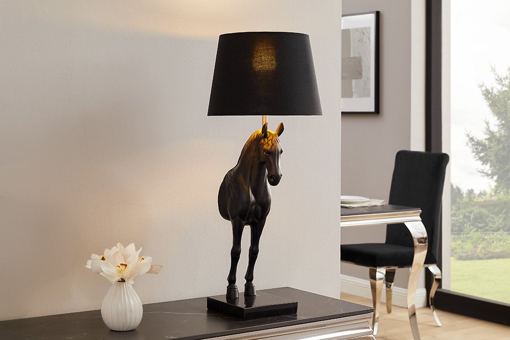 riess-ambiente Tischleuchte BLACK BEAUTY 75cm schwarz gold · Tischleuchte mit Pferde-Kopf, keine besonderen Funktionen, ohne Leuchtmittel, Skulptur · Dekoration · mit Lampenschirm · Wohnzimmer · Design Bild 3
