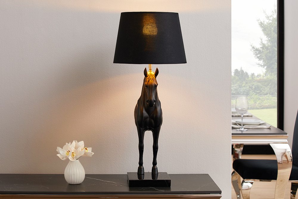 riess-ambiente Tischleuchte BLACK BEAUTY 75cm schwarz gold · Tischleuchte mit Pferde-Kopf, keine besonderen Funktionen, ohne Leuchtmittel, Skulptur · Dekoration · mit Lampenschirm · Wohnzimmer · Design Bild 5